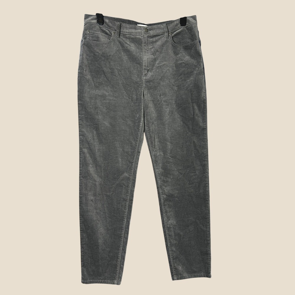 Eileen Fisher Womens Gray Corduroy Pants Sz L Organic Minimalist Capsule Stretch